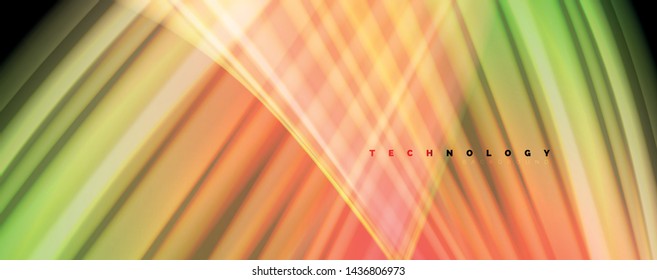 Líneas de onda de color líquido fluido, efecto luminoso colorido brillante, plantilla de composición abstracta. Patrón abstracto de tecnología geométrica. Concepto de movimiento y movimiento