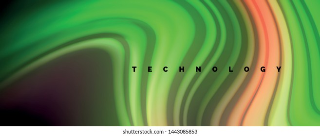 Líneas de onda de color líquido fluido, efecto luminoso colorido brillante, plantilla de composición abstracta. Patrón abstracto de tecnología geométrica. Concepto de movimiento y movimiento