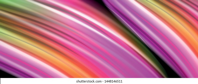 Fluid liquid color wave lines, glowing colorful light effect, abstract composition template. Geometric technology abstract pattern. Movement and motion concept
