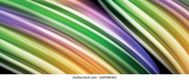 Líneas de onda de color líquido fluido, efecto luminoso colorido brillante, plantilla de composición abstracta. Patrón abstracto de tecnología geométrica. Concepto de movimiento y movimiento