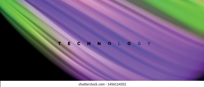 Líneas de onda de color líquido fluido, efecto luminoso colorido brillante, plantilla de composición abstracta. Patrón abstracto de tecnología geométrica. Concepto de movimiento y movimiento