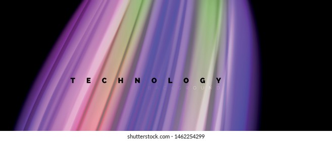 Fluid liquid color wave lines, glowing colorful light effect, abstract composition template. Geometric technology abstract pattern. Movement and motion concept