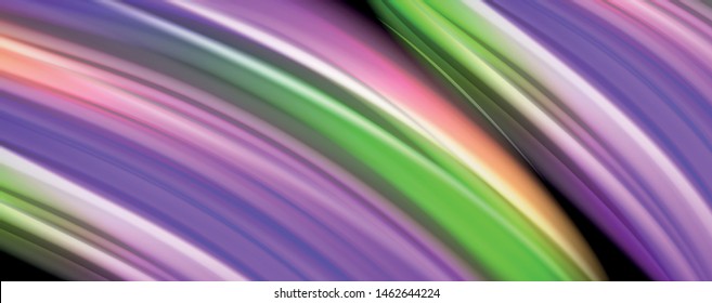 Linhas de onda de cor líquida fluida, efeito de luz colorido brilhante, modelo de composição abstrata. Tecnologia geométrica padrão abstrato. Movimento e conceito de movimento