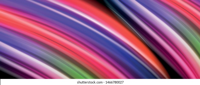 Fluid liquid color wave lines, glowing colorful light effect, abstract composition template. Geometric technology abstract pattern. Movement and motion concept