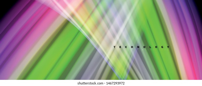 Líneas de onda de color líquido fluido, efecto luminoso colorido brillante, plantilla de composición abstracta. Patrón abstracto de tecnología geométrica. Concepto de movimiento y movimiento