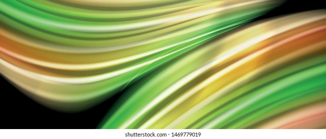 Fluid liquid color wave lines, glowing colorful light effect, abstract composition template. Geometric technology abstract pattern. Movement and motion concept