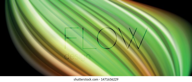 Fluid liquid color wave lines, glowing colorful light effect, abstract composition template. Geometric technology abstract pattern. Movement and motion concept