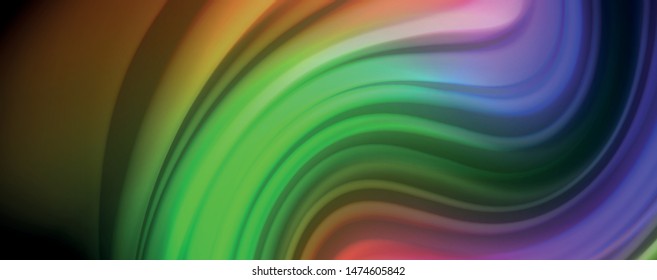 Fluid liquid color wave lines, glowing colorful light effect, abstract composition template. Geometric technology abstract pattern. Movement and motion concept