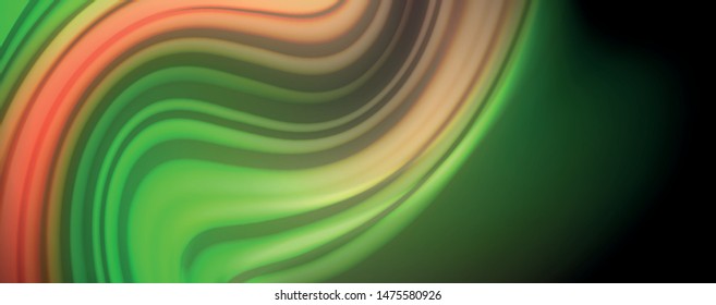 Fluid liquid color wave lines, glowing colorful light effect, abstract composition template. Geometric technology abstract pattern. Movement and motion concept