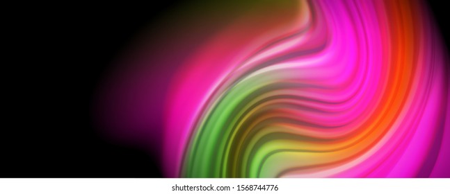 Fluid liquid color wave lines, glowing colorful light effect, abstract composition template. Geometric technology abstract pattern. Movement and motion concept