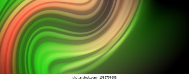 Fluid liquid color wave lines, glowing colorful light effect, abstract composition template. Geometric technology abstract pattern. Movement and motion concept