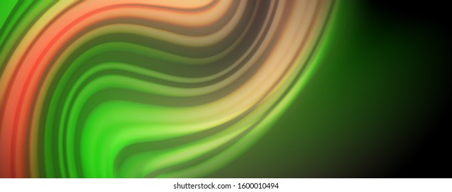 Fluid liquid color wave lines, glowing colorful light effect, abstract composition template. Geometric technology abstract pattern. Movement and motion concept