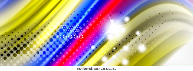 Colores líquidos fluidos fondo abstracto, fondo geométrico colorido - composición de fluidos vectores
