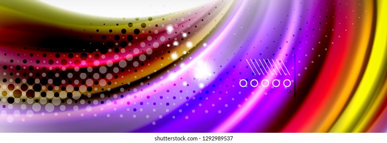 Fluid liquid colors abstract background, colorful geometric background - fluid shapes composition vector