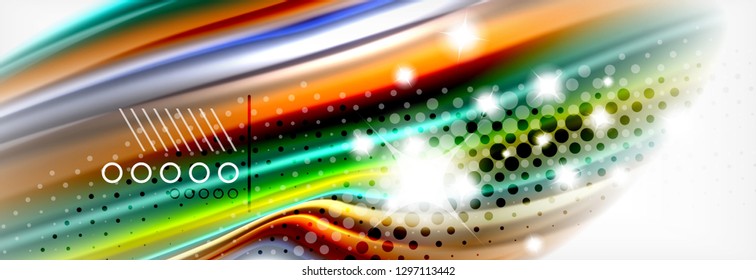 Abstrakter Hintergrund flüssiger Flüssigkeiten, bunter geometrischer Hintergrund - Zusammensetzung der flüssigen Formen, Vektorgrafik