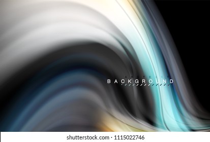 Fluid liquid colors design, colorful marble or plastic wavy texture background, glowing multicolored elements on black, for business or technology presentation or web brochure cover design, wallpaper