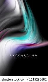 Design de cores líquidas fluidas, fundo colorido de textura ondulada de mármore ou plástico, elementos multicoloridos brilhantes em preto, para apresentação de negócios ou tecnologia ou design de capa de brochura da web, papel de parede