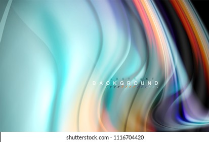 Design de cores líquidas fluidas, fundo colorido de textura ondulada de mármore ou plástico, elementos multicoloridos brilhantes em preto, para apresentação de negócios ou tecnologia ou design de capa de brochura da web, papel de parede