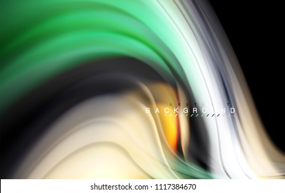 Fluid liquid colors design, colorful marble or plastic wavy texture background, glowing multicolored elements on black, for business or technology presentation or web brochure cover design, wallpaper