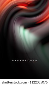 Fluid liquid colors design, colorful marble or plastic wavy texture background, glowing multicolored elements on black, for business or technology presentation or web brochure cover design, wallpaper