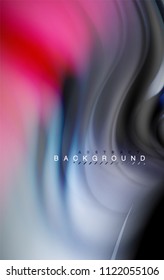 Fluid liquid colors design, colorful marble or plastic wavy texture background, glowing multicolored elements on black, for business or technology presentation or web brochure cover design, wallpaper