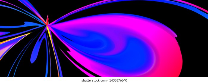 Fluid or liquid dynamic color abstract vector background. Trendy colourful flow design. Shape. Motion graphic and gradient. Psychedelic pattern. Vector illustration or horizontal banner.