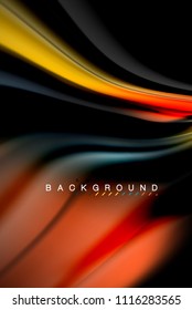 Diseño de colores brillantes líquido fluido, fondo de textura ondulada de mármol colorido o plástico, elementos multicolores brillantes sobre negro, para presentación de negocios o tecnología o diseño de portada web