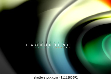 Diseño de colores brillantes líquido fluido, fondo de textura ondulada de mármol colorido o plástico, elementos multicolores brillantes sobre negro, para presentación de negocios o tecnología o diseño de portada web