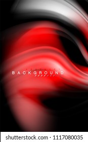 Fluid liquid glowing colors design, colorful marble or plastic wavy texture background, glowing multicolored elements on black, for business or technology presentation or web brochure cover design