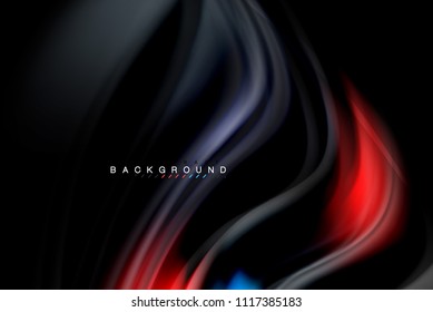 Diseño de colores brillantes líquido fluido, fondo de textura ondulada de mármol colorido o plástico, elementos multicolores brillantes sobre negro, para presentación de negocios o tecnología o diseño de portada web
