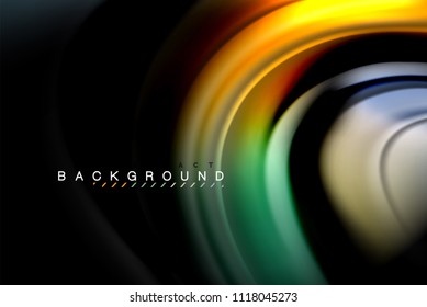 Diseño de colores brillantes líquido fluido, fondo de textura ondulada de mármol colorido o plástico, elementos multicolores brillantes sobre negro, para presentación de negocios o tecnología o diseño de portada web