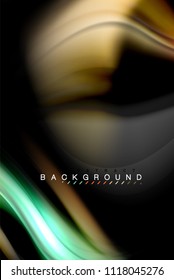Diseño de colores brillantes líquido fluido, fondo de textura ondulada de mármol colorido o plástico, elementos multicolores brillantes sobre negro, para presentación de negocios o tecnología o diseño de portada web