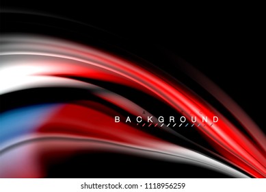 Diseño de colores brillantes líquido fluido, fondo de textura ondulada de mármol colorido o plástico, elementos multicolores brillantes sobre negro, para presentación de negocios o tecnología o diseño de portada web