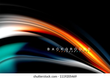 Diseño de colores brillantes líquido fluido, fondo de textura ondulada de mármol colorido o plástico, elementos multicolores brillantes sobre negro, para presentación de negocios o tecnología o diseño de portada web