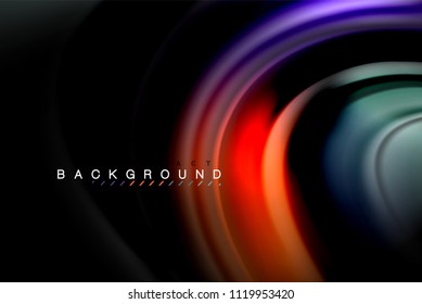 Diseño de colores brillantes líquido fluido, fondo de textura ondulada de mármol colorido o plástico, elementos multicolores brillantes sobre negro, para presentación de negocios o tecnología o diseño de portada web