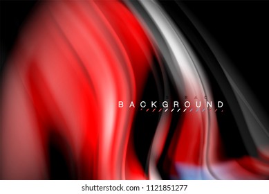 Diseño de colores brillantes líquido fluido, fondo de textura ondulada de mármol colorido o plástico, elementos multicolores brillantes sobre negro, para presentación de negocios o tecnología o diseño de portada web