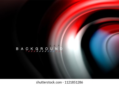 Fluid liquid glowing colors design, colorful marble or plastic wavy texture background, glowing multicolored elements on black, for business or technology presentation or web brochure cover design