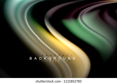 Diseño de colores brillantes líquido fluido, fondo de textura ondulada de mármol colorido o plástico, elementos multicolores brillantes sobre negro, para presentación de negocios o tecnología o diseño de portada web