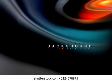 Diseño de colores brillantes líquido fluido, fondo de textura ondulada de mármol colorido o plástico, elementos multicolores brillantes sobre negro, para presentación de negocios o tecnología o diseño de portada web
