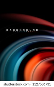 Diseño de colores brillantes líquido fluido, fondo de textura ondulada de mármol colorido o plástico, elementos multicolores brillantes sobre negro, para presentación de negocios o tecnología o diseño de portada web
