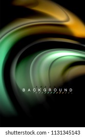 Diseño de colores brillantes líquido fluido, fondo de textura ondulada de mármol colorido o plástico, elementos multicolores brillantes sobre negro, para presentación de negocios o tecnología o diseño de portada web