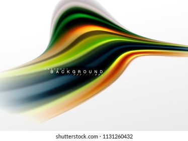 Fluid liquid mixing colors concept on light grey background, curve flow, trendy abstract layout template for business or technology presentation or web brochure cover, wallpaper. Vector illustration