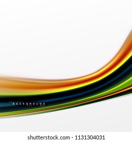 Fluid liquid mixing colors concept on light grey background, curve flow, trendy abstract layout template for business or technology presentation or web brochure cover, wallpaper. Vector illustration
