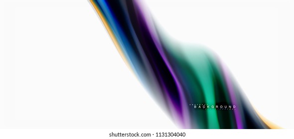 Fluid liquid mixing colors concept on light grey background, curve flow, trendy abstract layout template for business or technology presentation or web brochure cover, wallpaper. Vector illustration