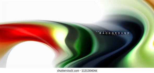 Fluid liquid mixing colors concept on light grey background, curve flow, trendy abstract layout template for business or technology presentation or web brochure cover, wallpaper. Vector illustration