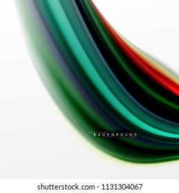 Fluid liquid mixing colors concept on light grey background, curve flow, trendy abstract layout template for business or technology presentation or web brochure cover, wallpaper. Vector illustration