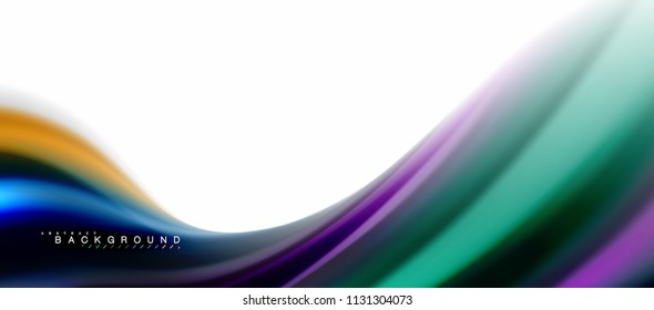 Fluid liquid mixing colors concept on light grey background, curve flow, trendy abstract layout template for business or technology presentation or web brochure cover, wallpaper. Vector illustration