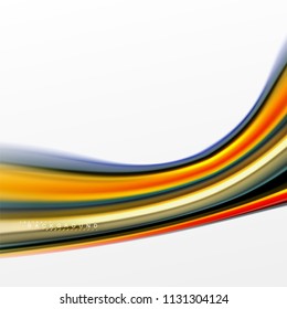 Fluid liquid mixing colors concept on light grey background, curve flow, trendy abstract layout template for business or technology presentation or web brochure cover, wallpaper. Vector illustration