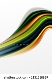 Concepto de mezcla fluida de colores en fondo gris claro, flujo de curvas, plantilla de diseño abstracto de moda para presentación de negocios o tecnología o portada de folletos web, fondo de pantalla. Ilustración del vector