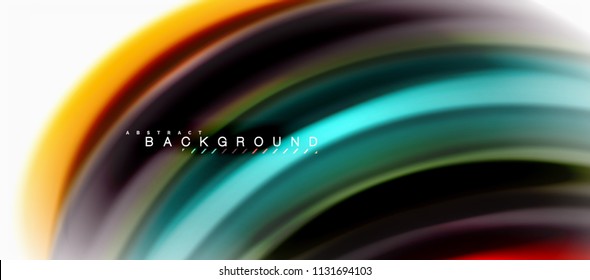 Concepto de mezcla fluida de colores en fondo gris claro, flujo de curvas, plantilla de diseño abstracto de moda para presentación de negocios o tecnología o portada de folletos web, fondo de pantalla. Ilustración del vector